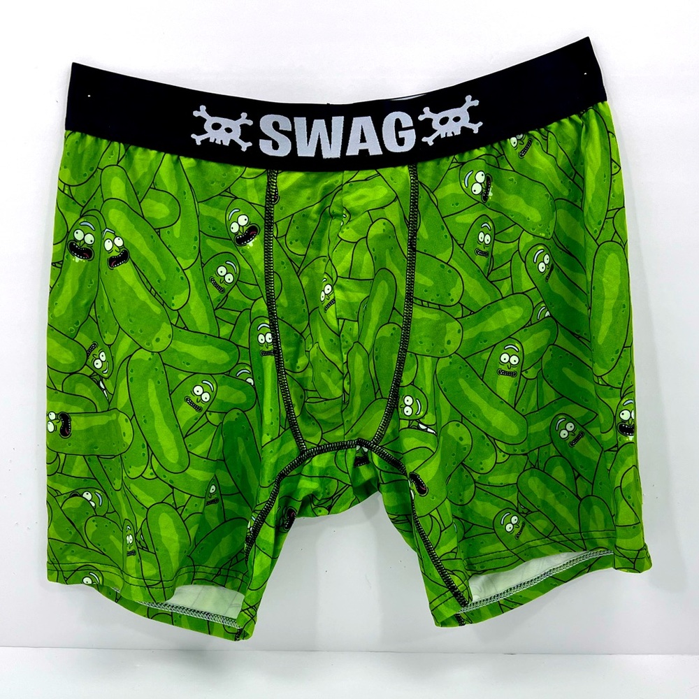 SWAG, RICK AND MORTY GREEN BOXER BRIEFS,92% MICROPOLYESTER 8% ELASTANE, LARGE